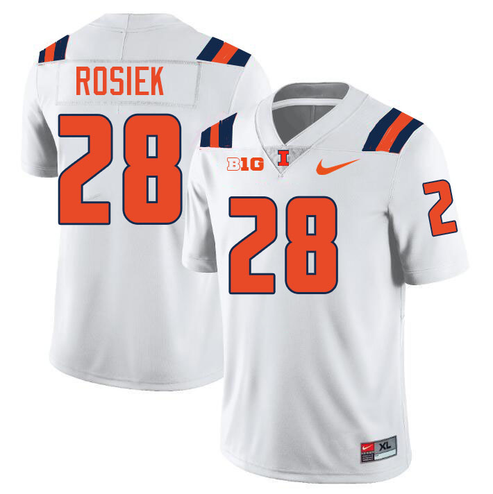 #28 Dylan Rosiek Illinois Fighting Illini Football Jersey,Uniforms-White #28 Dylan Rosiek Illinois Fighting Illini Football Jersey,Uniforms-White